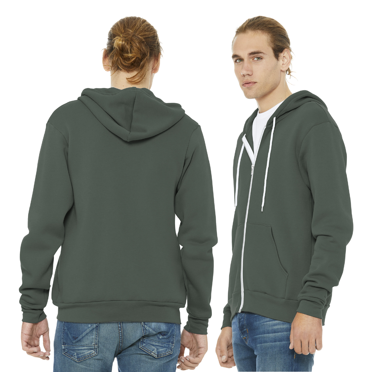 BELLA+CANVAS Unisex Sponge Fleece Full-Zip Hoodie Decorated - Asphalt Grey (PMS BLACK 7U)