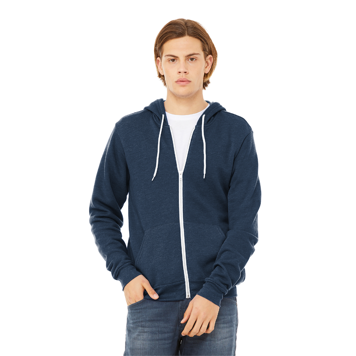 BELLA+CANVAS Unisex Sponge Fleece Full-Zip Hoodie Decorated - Dark Grey (PMS 432 CP)