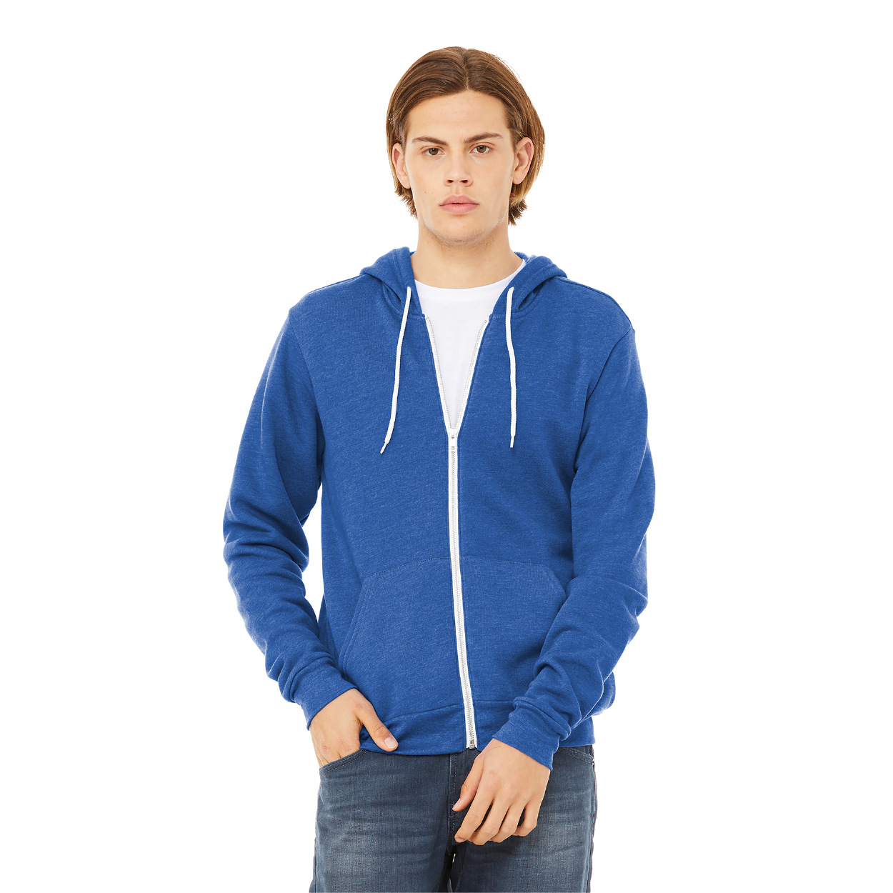 BELLA+CANVAS Unisex Sponge Fleece Full-Zip Hoodie Decorated - Dark Grey Heather (PMS 7540CP)