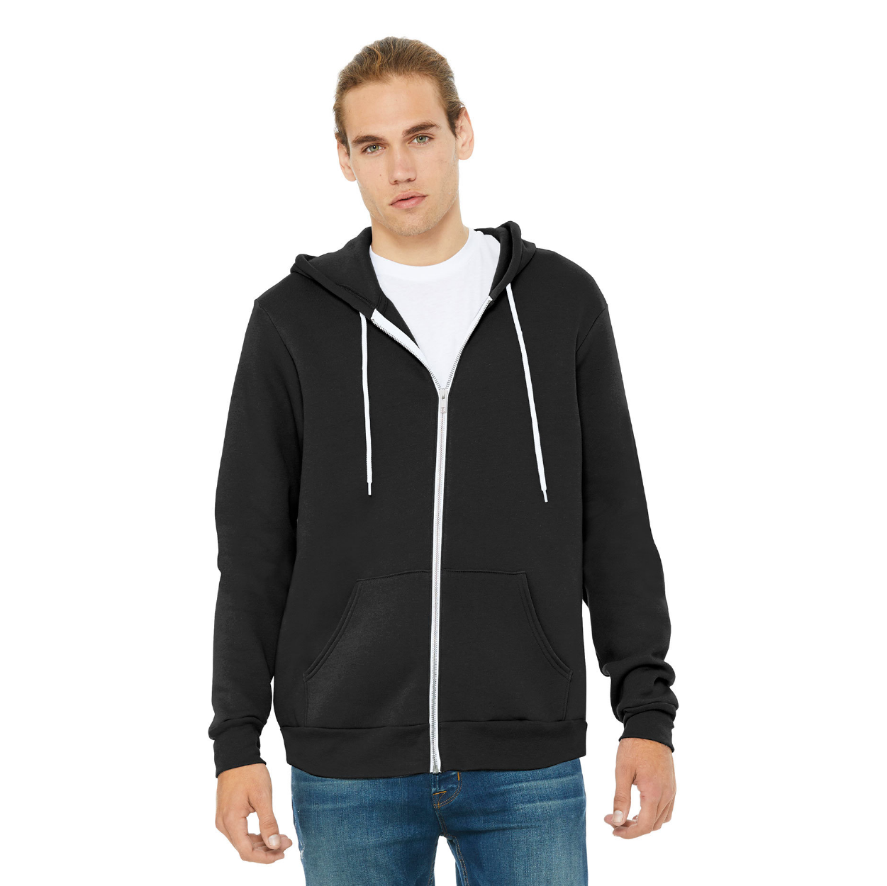 BELLA+CANVAS Unisex Sponge Fleece Full-Zip Hoodie Decorated - DTG Black (PMS BLACK 3C)