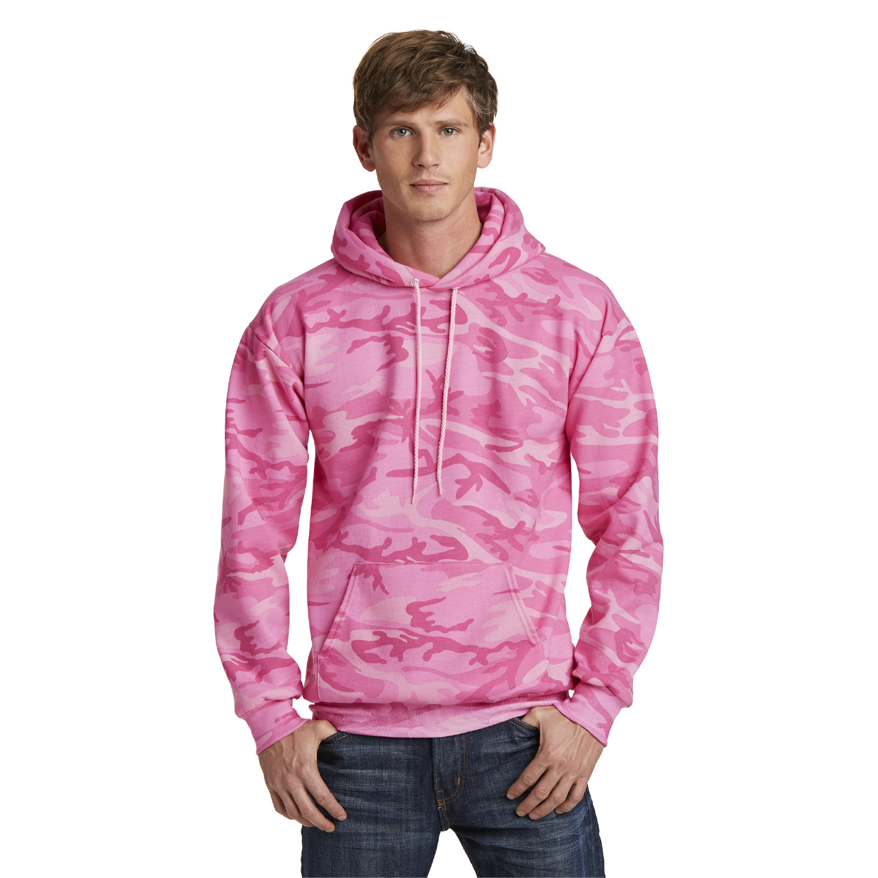 Port & Company Core Fleece Camo Pullover Hooded Sweatshirt Decorated - Woodland Blue Camo