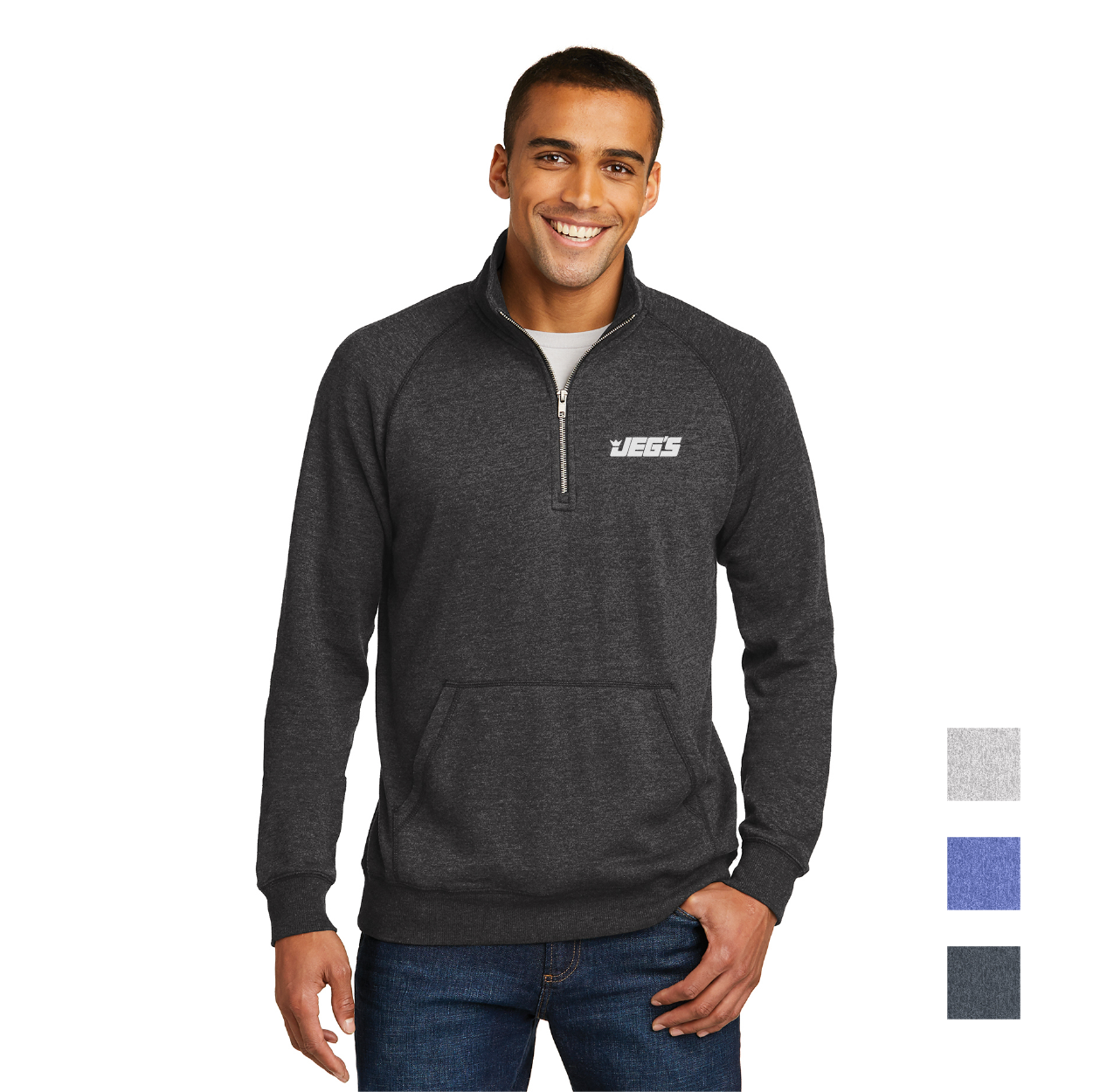 District Lightweight Fleece 1/4-Zip Decorated - Heathered Black