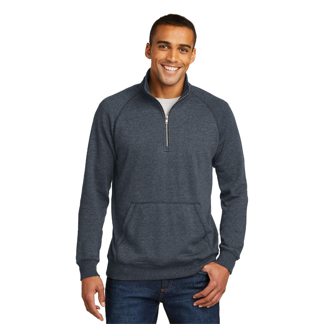 District Lightweight Fleece 1/4-Zip Decorated - Heathered Grey