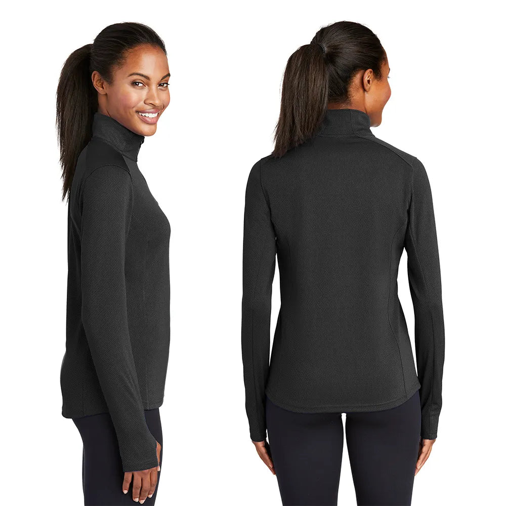 Sport-Tek Women's Sport-Wick Textured 1/4-Zip Pullover Decorated - Deep Red