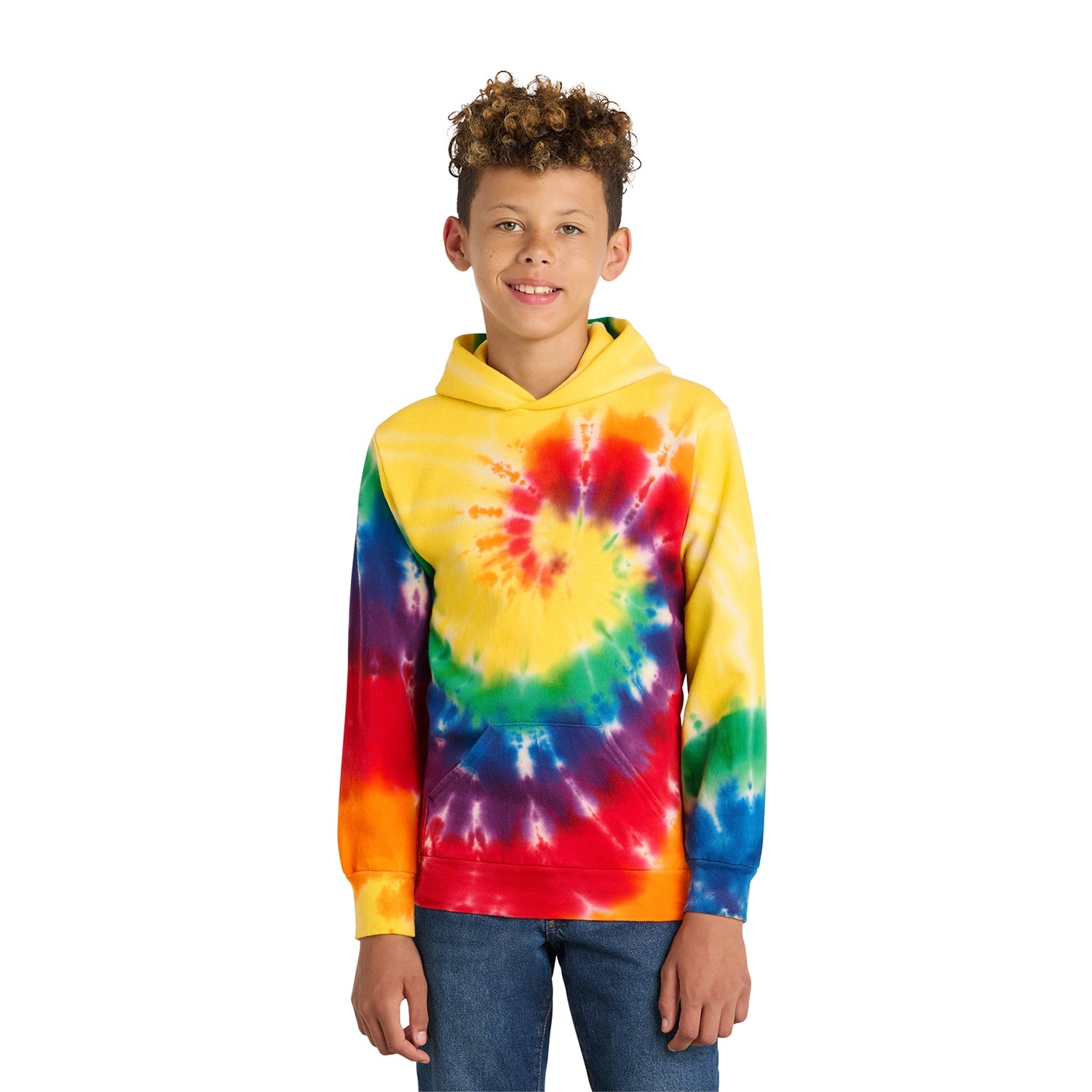 Port & Co Decorated Youth TieDye Pullover Hooded Sweatshirt