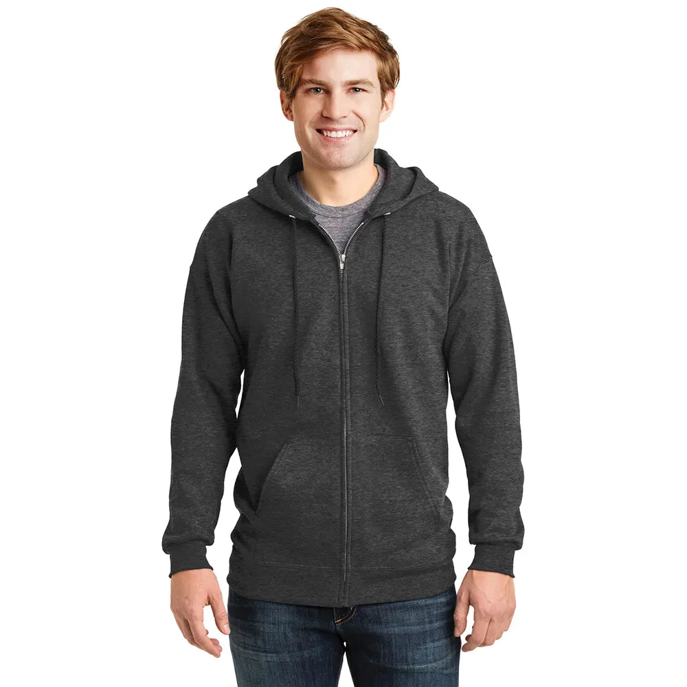 Hanes Ultimate Cotton - Full-Zip Hooded Sweatshirt Decorated - Charcoal Grey Heather (PMS 432C)