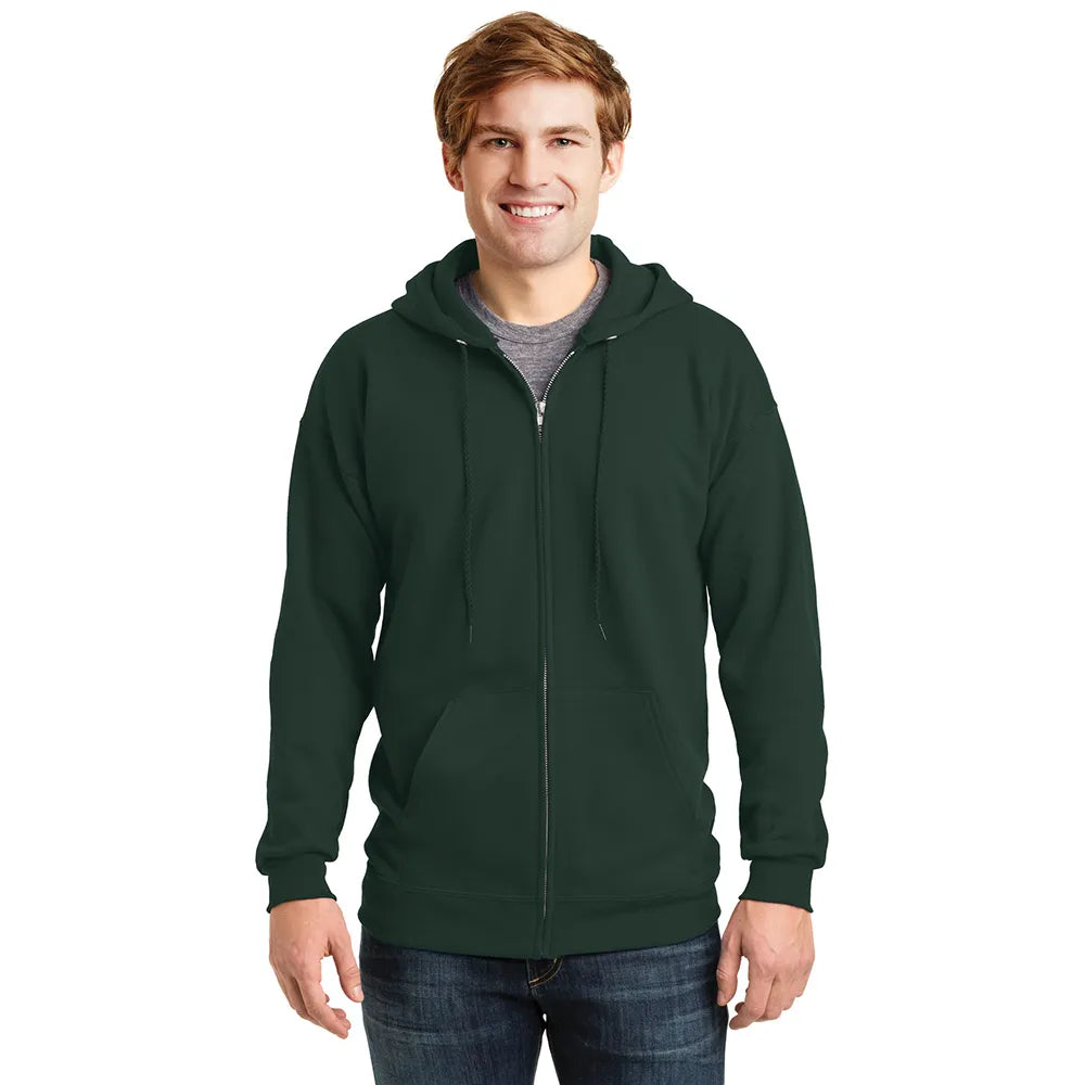 Hanes Ultimate Cotton - Full-Zip Hooded Sweatshirt Decorated - Deep Forest Green (PMS 5535C)