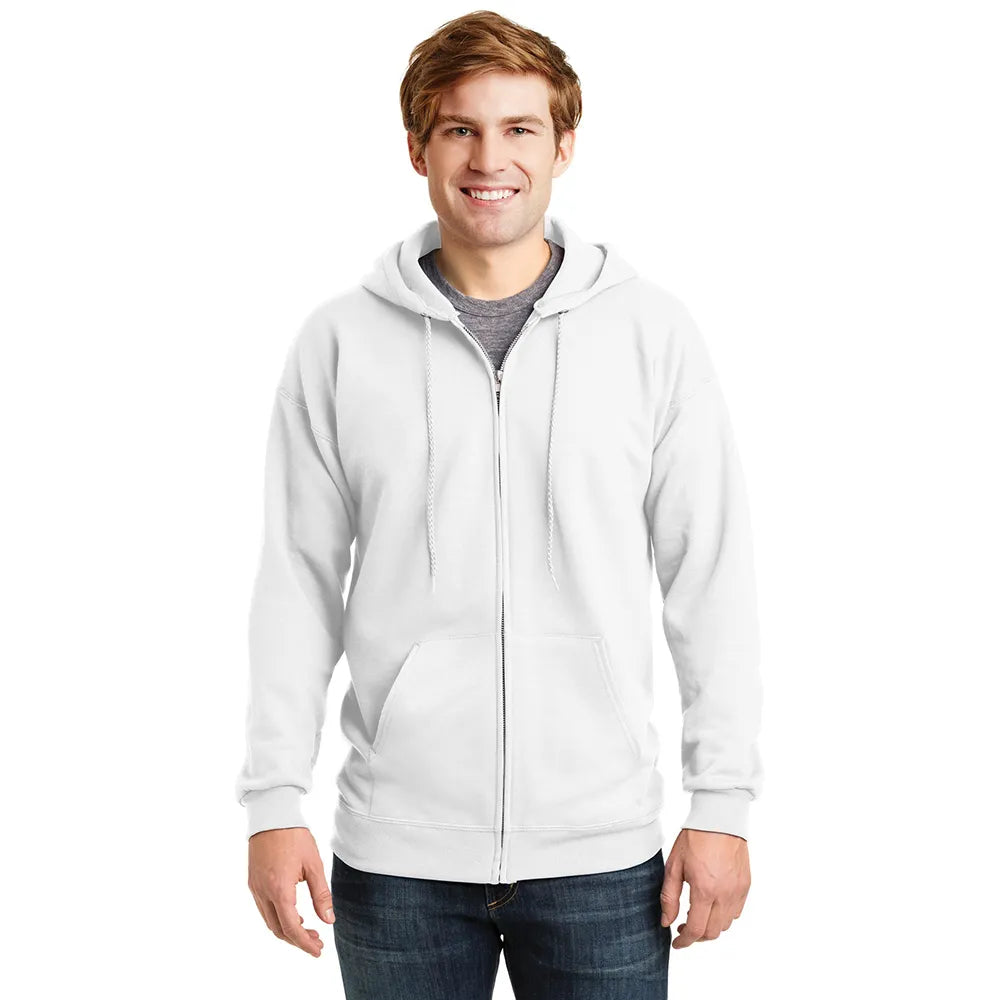 Hanes Ultimate Cotton - Full-Zip Hooded Sweatshirt Decorated - White