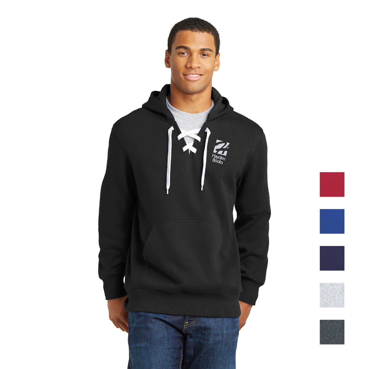 Sport-Tek Lace Up Pullover Hooded Sweatshirt Decorated – True Royal Blue