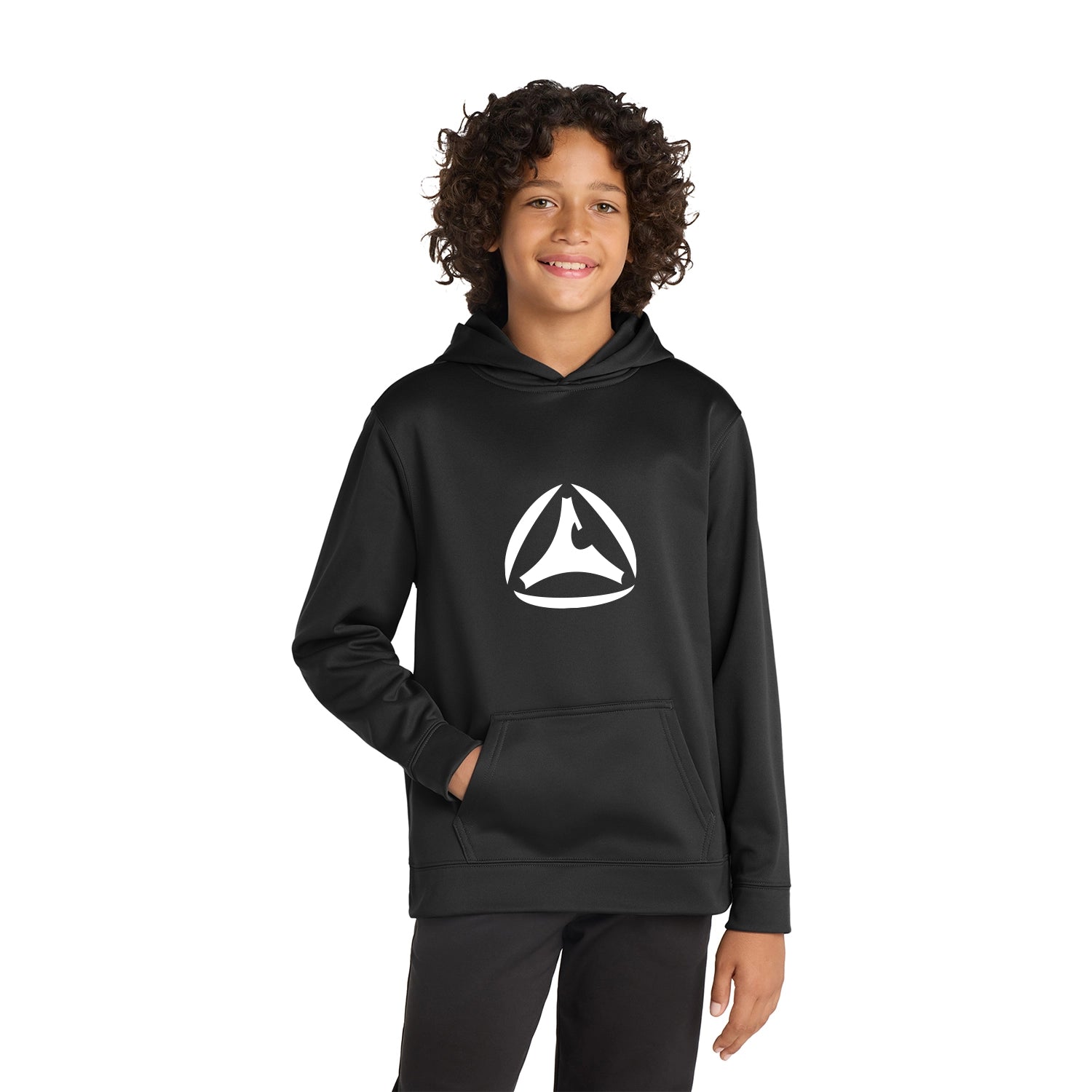 SportTek Decorated Youth SportWick Fleece Hooded Pullover