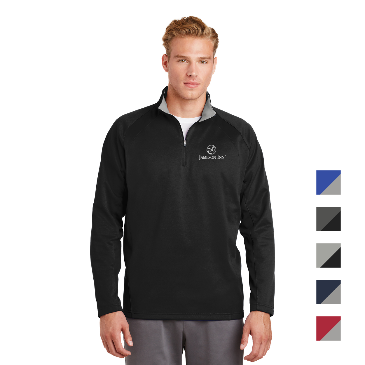 Sport-Tek Sport-Wick Fleece 1/4-Zip Pullover Decorated - True Royal Blue/Silver Grey