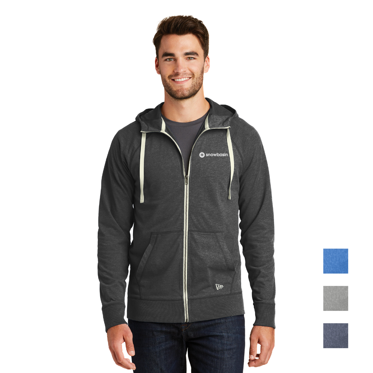 New Era Sueded Cotton Blend Full-Zip Hoodie Decorated - True Navy Blue Heather