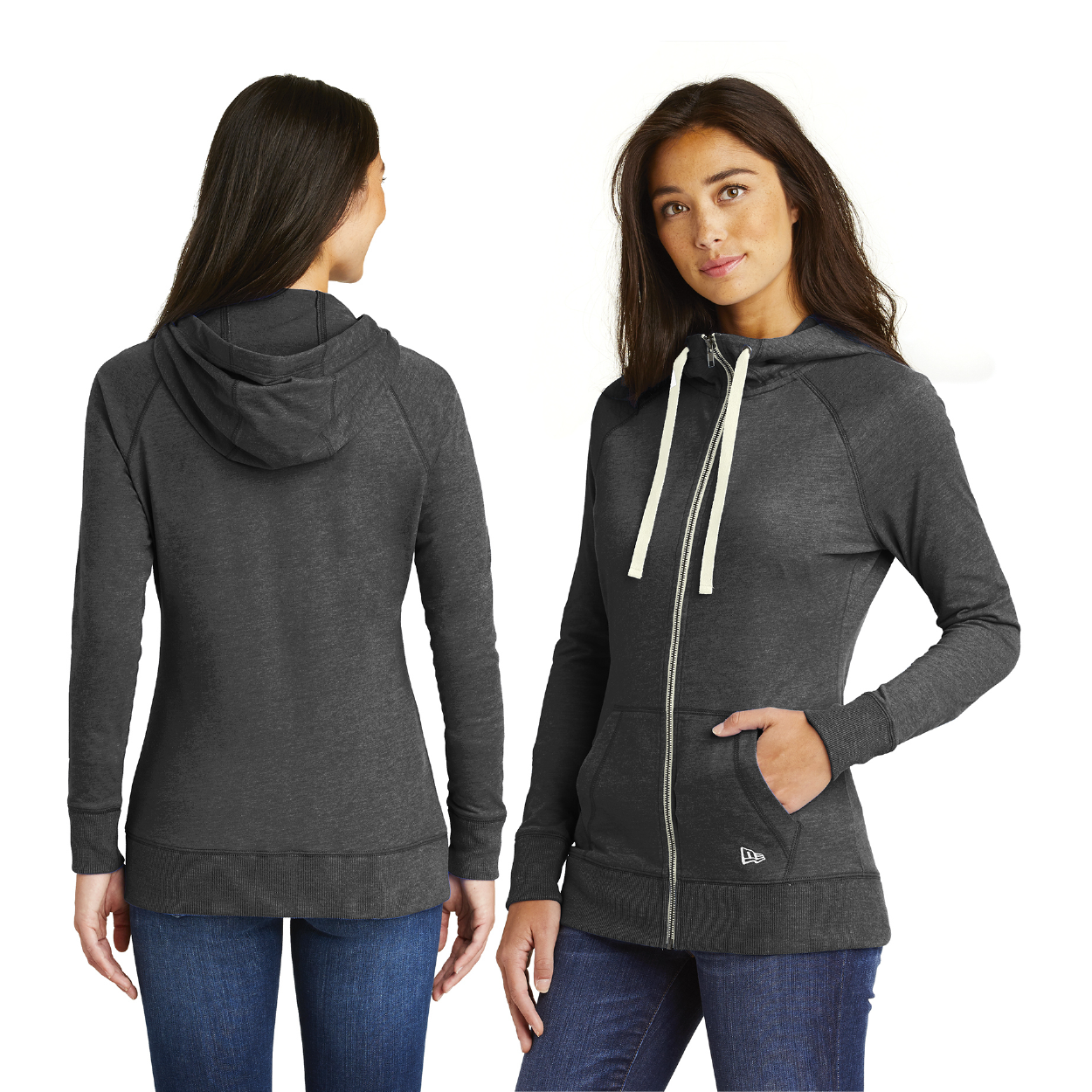 New Era Women's Sueded Cotton Blend Full-Zip Hoodie Decorated