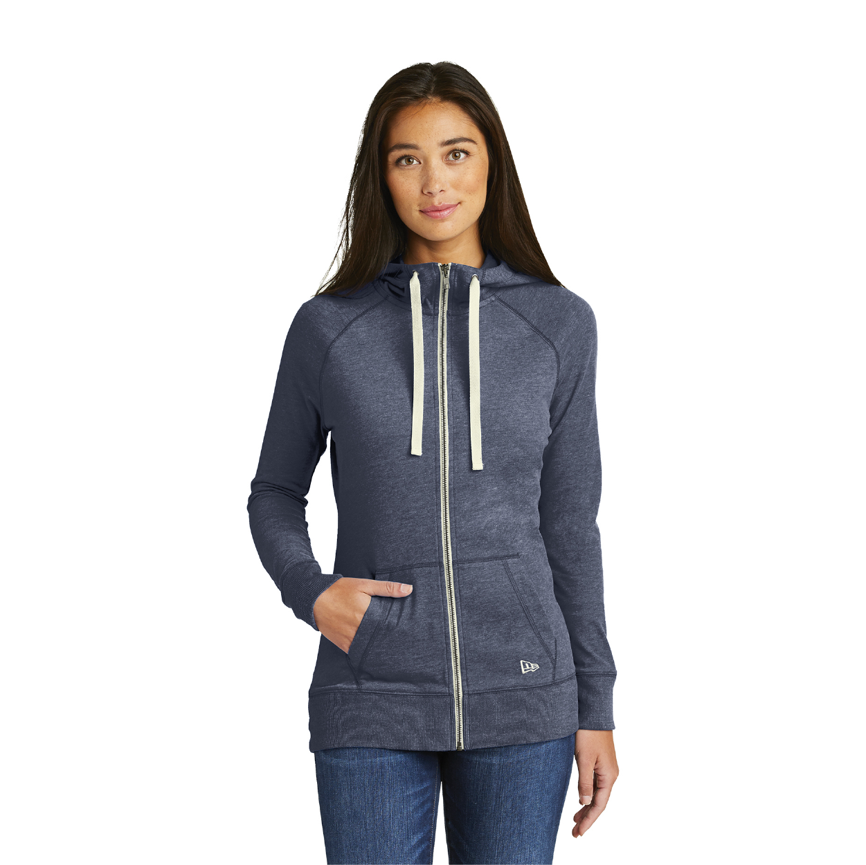 New Era Women's Sueded Cotton Blend Full-Zip Hoodie Decorated