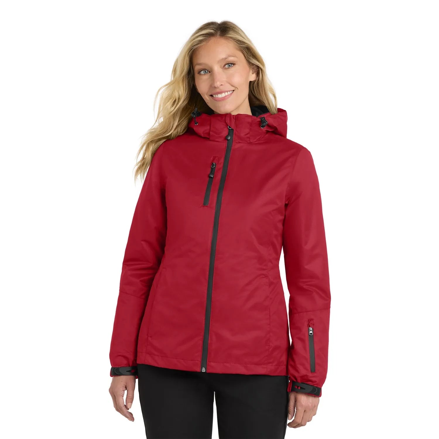 Port Authority Women's Vortex Waterproof 3-in-1 Embroidered Jacket - Rich Red/Black