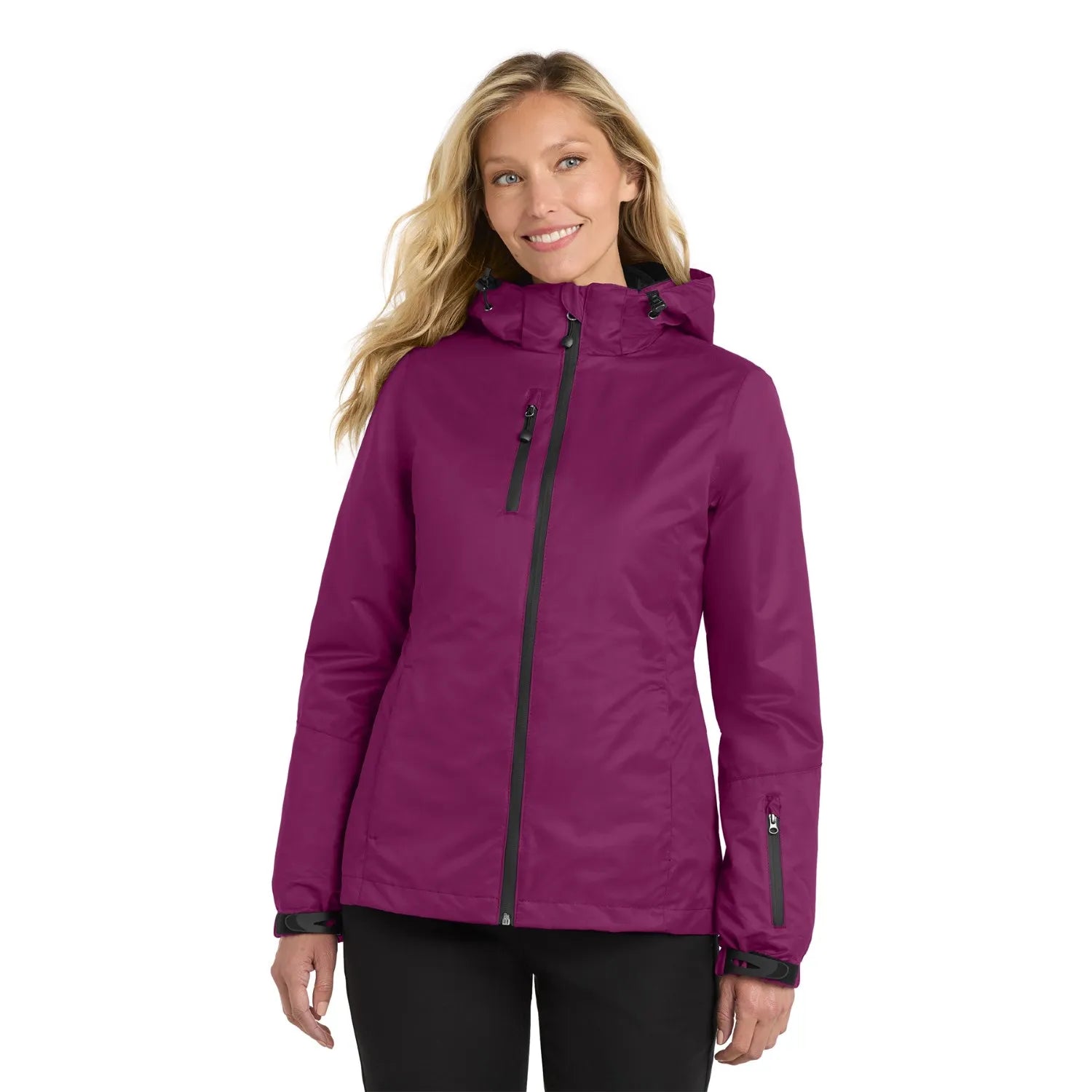 Port Authority Women's Vortex Waterproof 3-in-1 Embroidered Jacket - Very Berry Purple/Black