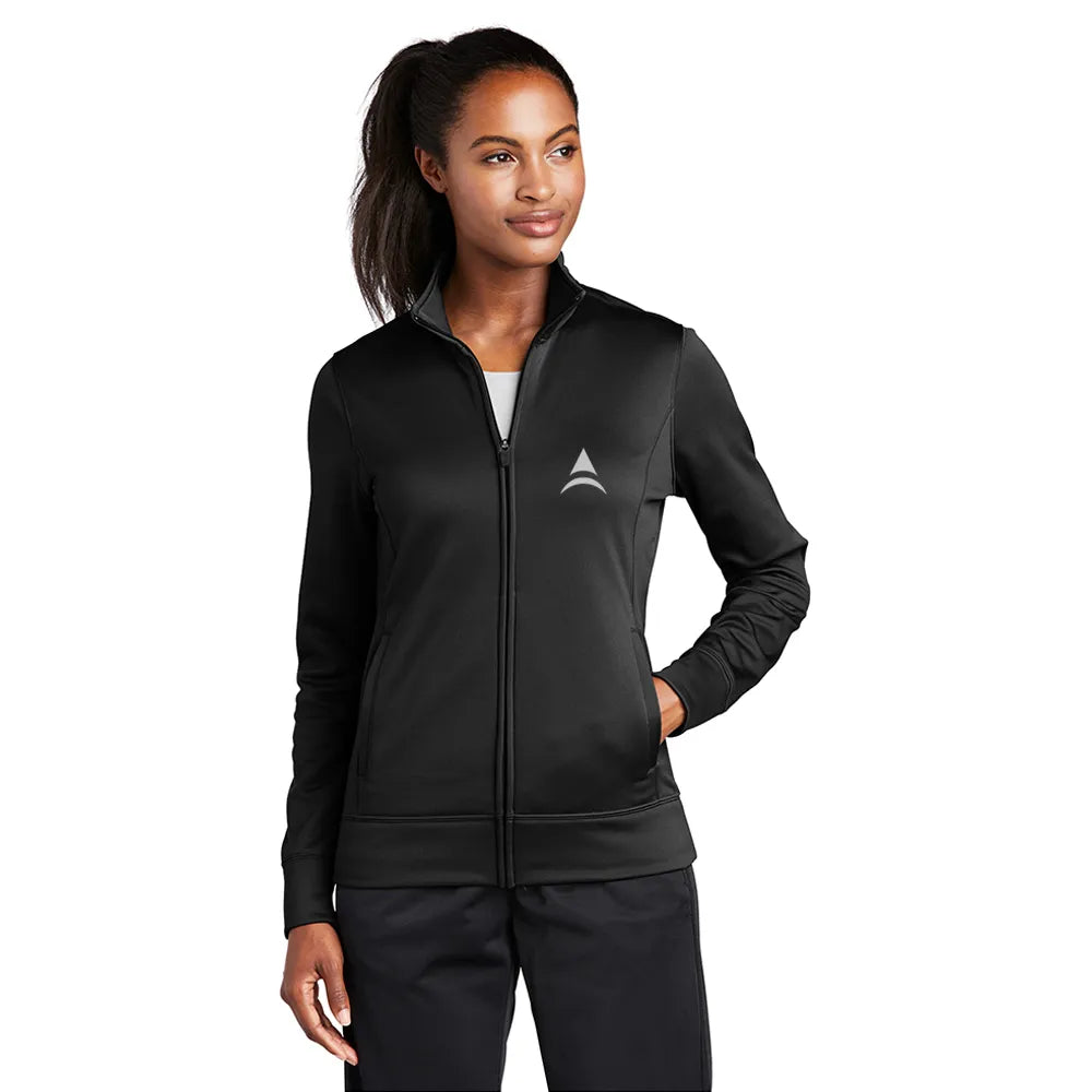 Sport-Tek Women's Sport-Wick Fleece Full-Zip Jacket Decorated - Black