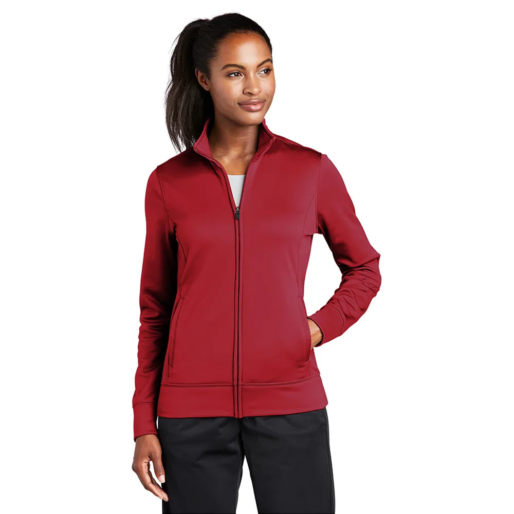 Sport-Tek Women's Sport-Wick Fleece Full-Zip Jacket Decorated - Deep Red
