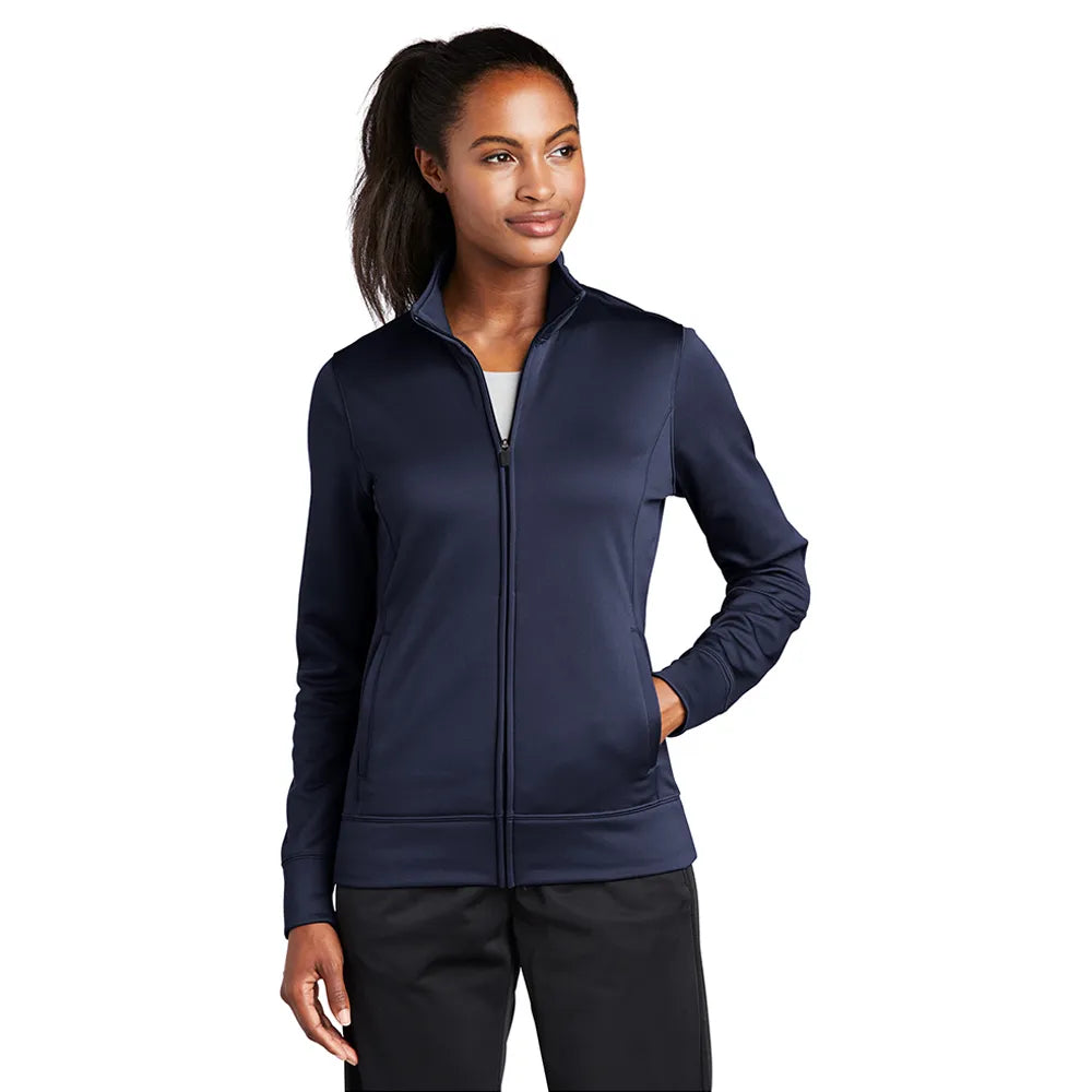 Sport-Tek Women's Sport-Wick Fleece Full-Zip Jacket Decorated - Navy Blue