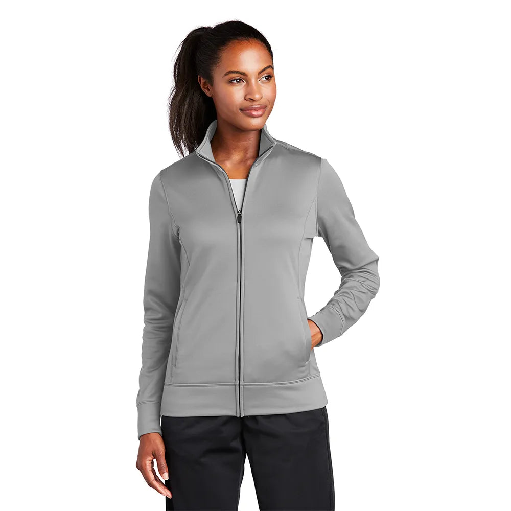 Sport-Tek Women's Sport-Wick Fleece Full-Zip Jacket Decorated - Silver Grey