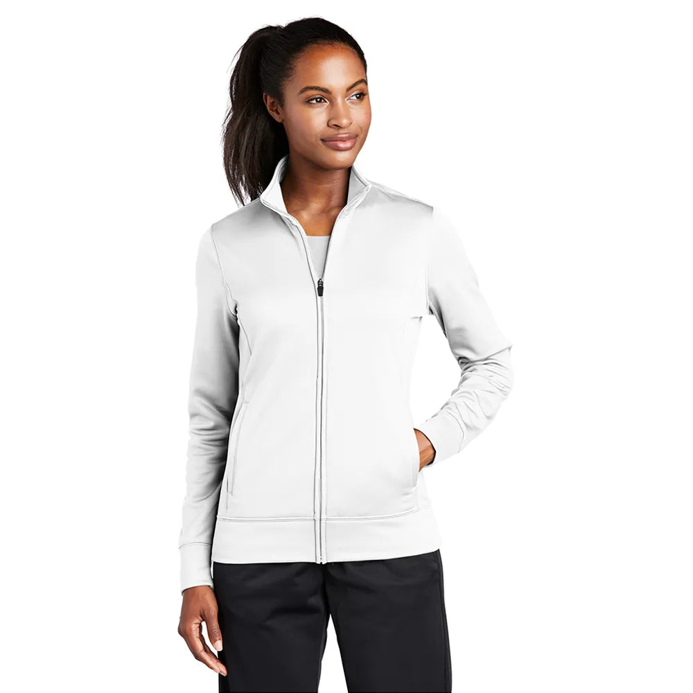 Sport-Tek Women's Sport-Wick Fleece Full-Zip Jacket Decorated - White