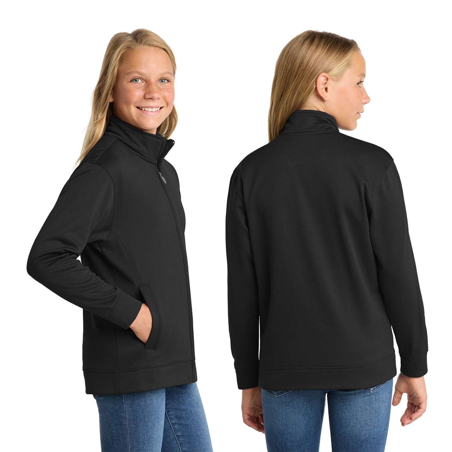 SportTek Decorated Youth SportWick Fleece FullZip Jacket