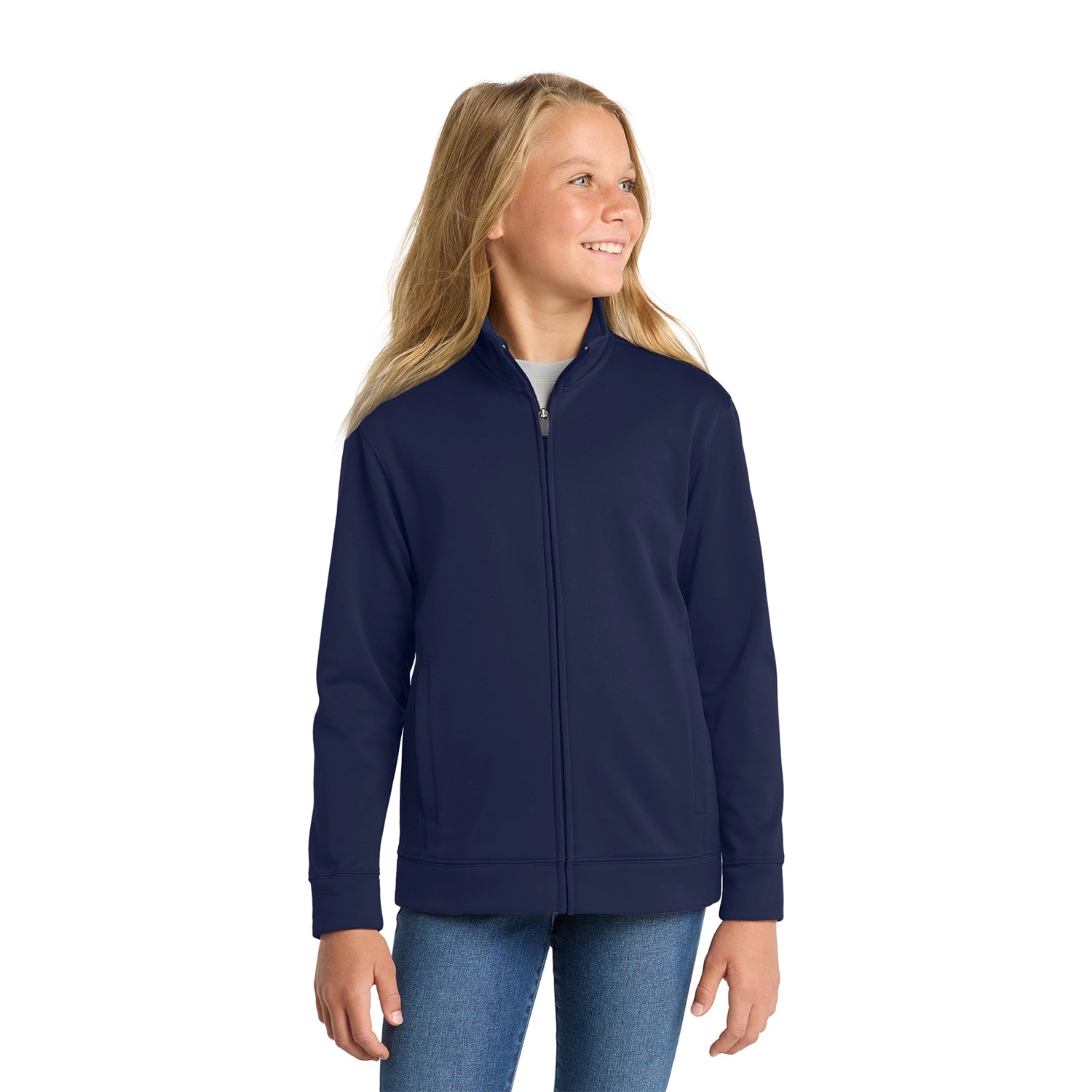 SportTek Decorated Youth SportWick Fleece FullZip Jacket