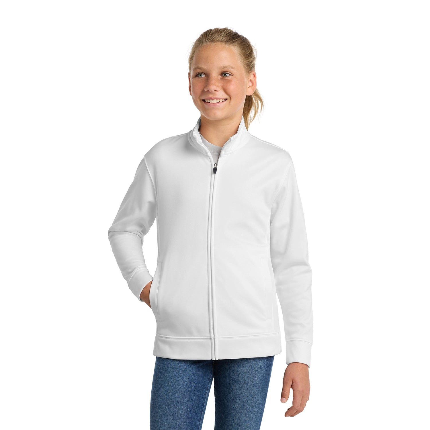 SportTek Decorated Youth SportWick Fleece FullZip Jacket