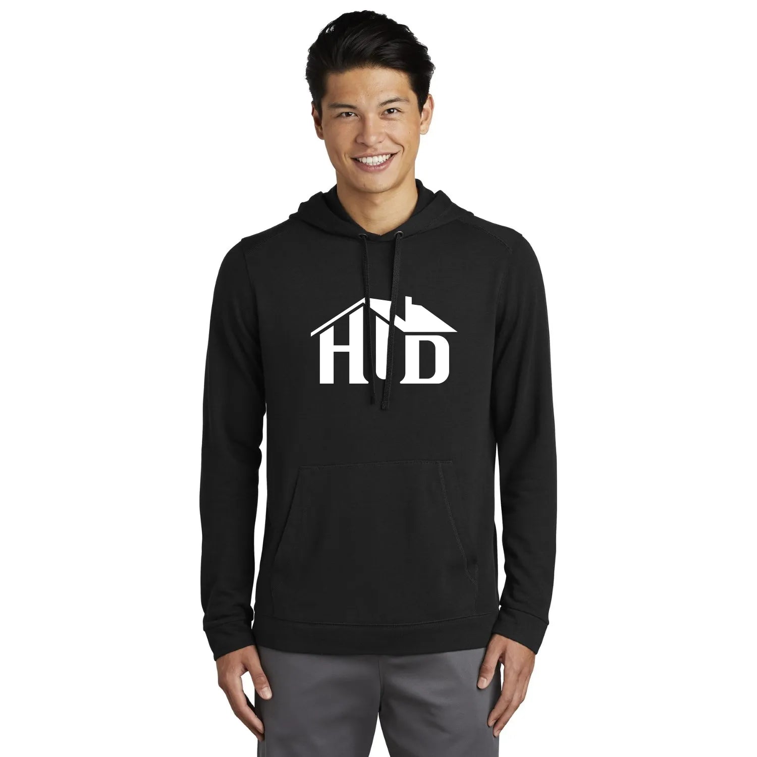 Sport-Tek PosiCharge Tri-Blend Wicking Fleece Hooded Pullover Decorated - Light Grey Heather