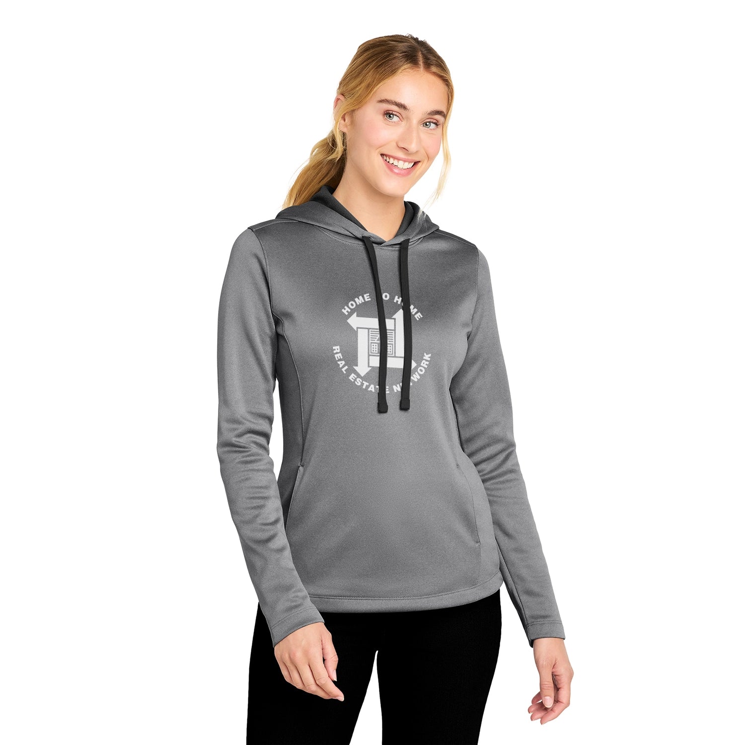 SportTek Decorated Women's PosiCharge SportWick Heather Fleece Hooded Pullover