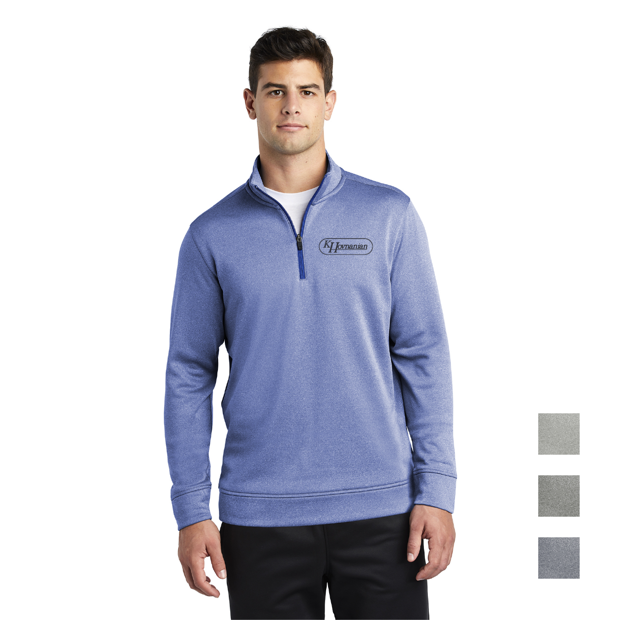 Sport-Tek PosiCharge Sport-Wick Heather Fleece 1/4-Zip Pullover Decorated - True Royal Blue Heather