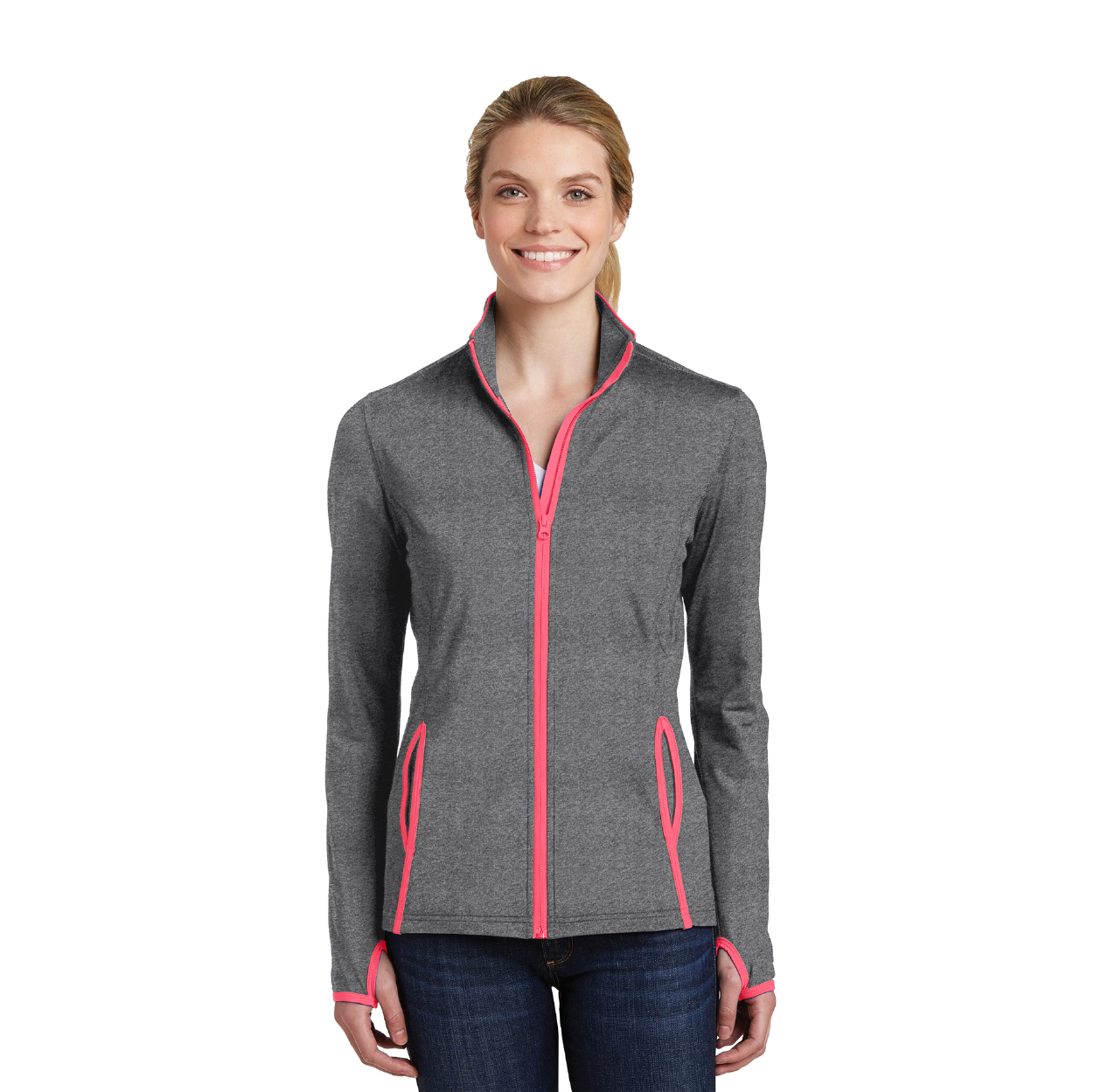 Sport-Tek Women's Sport-Wick Stretch Contrast Full-Zip Embroidered Jacket Decorated