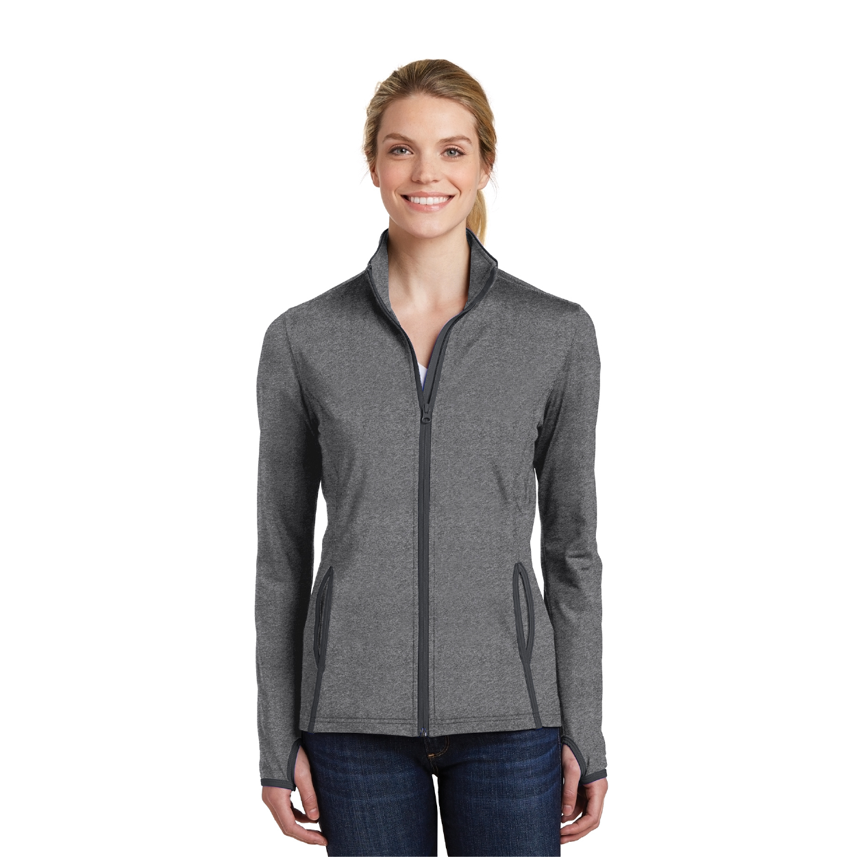 Sport-Tek Women's Sport-Wick Stretch Contrast Full-Zip Embroidered Jacket Decorated
