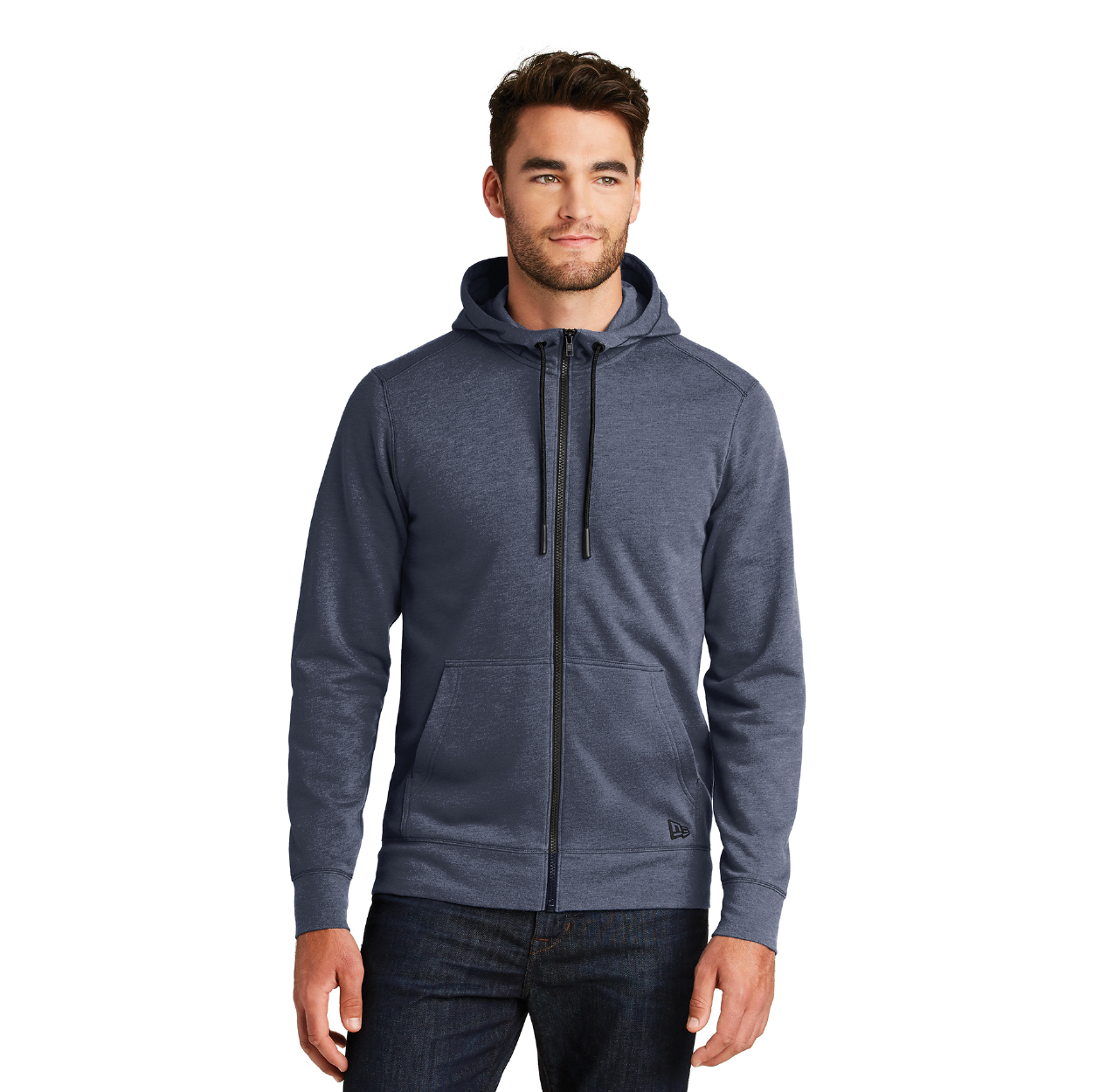 New Era Tri-Blend Fleece Full-Zip Embroidered Hoodie