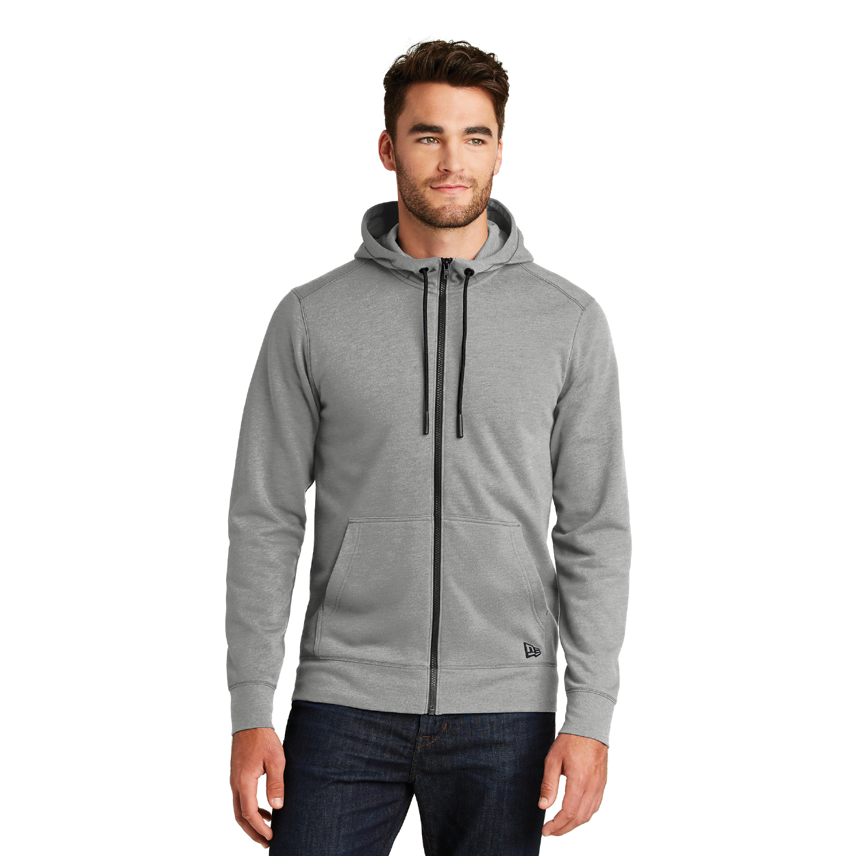 New Era Tri-Blend Fleece Full-Zip Embroidered Hoodie