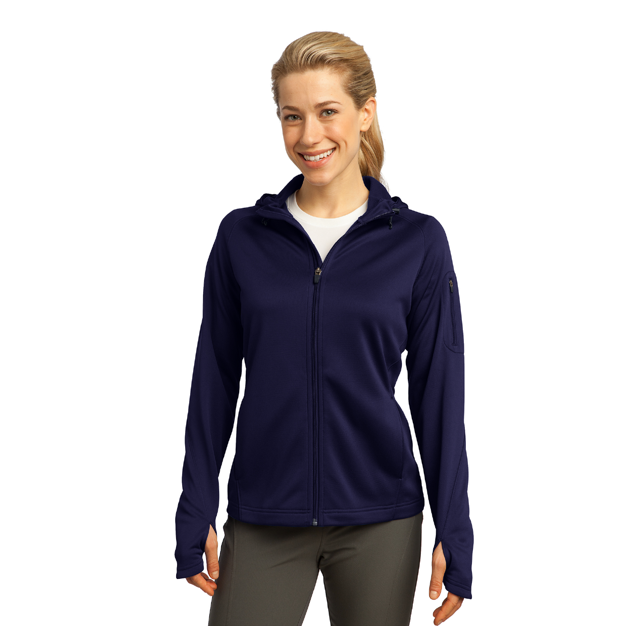 Sport-Tek Women's Tech Fleece Full-Zip Hooded Embroidered Jacket Decorated