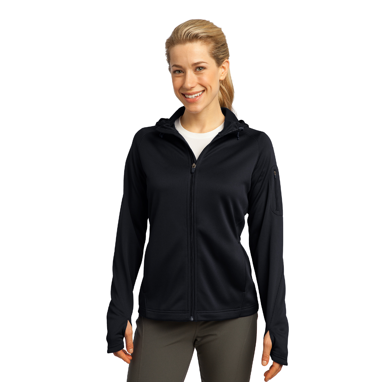 Sport-Tek Women's Tech Fleece Full-Zip Hooded Embroidered Jacket Decorated