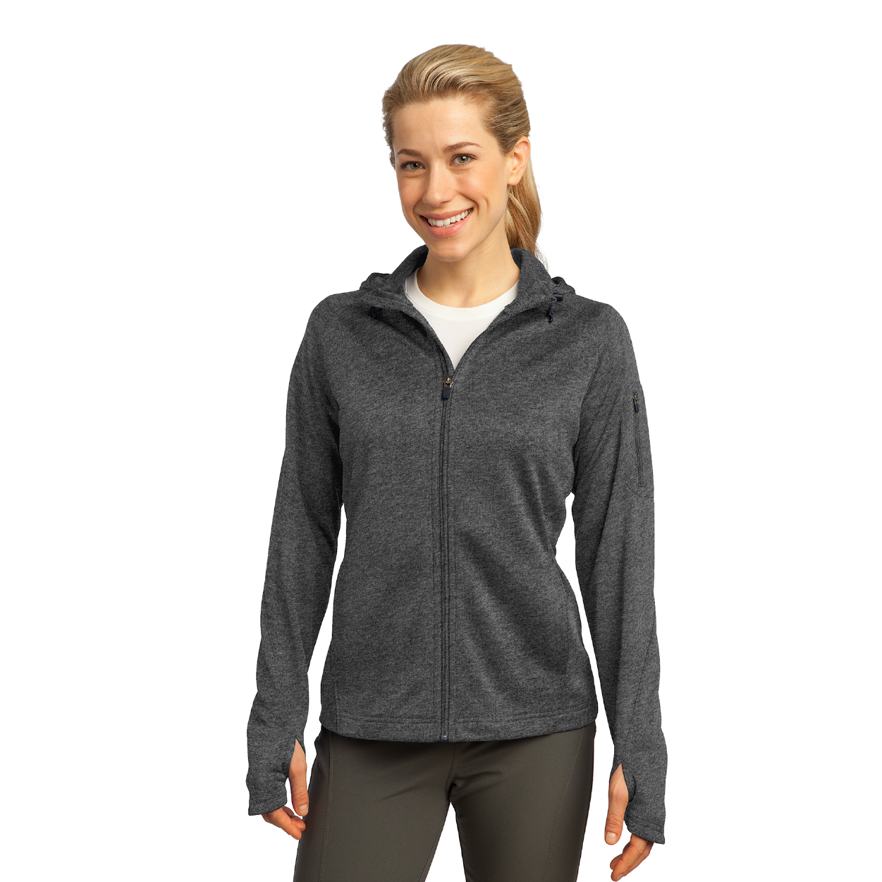 Sport-Tek Women's Tech Fleece Full-Zip Hooded Embroidered Jacket Decorated