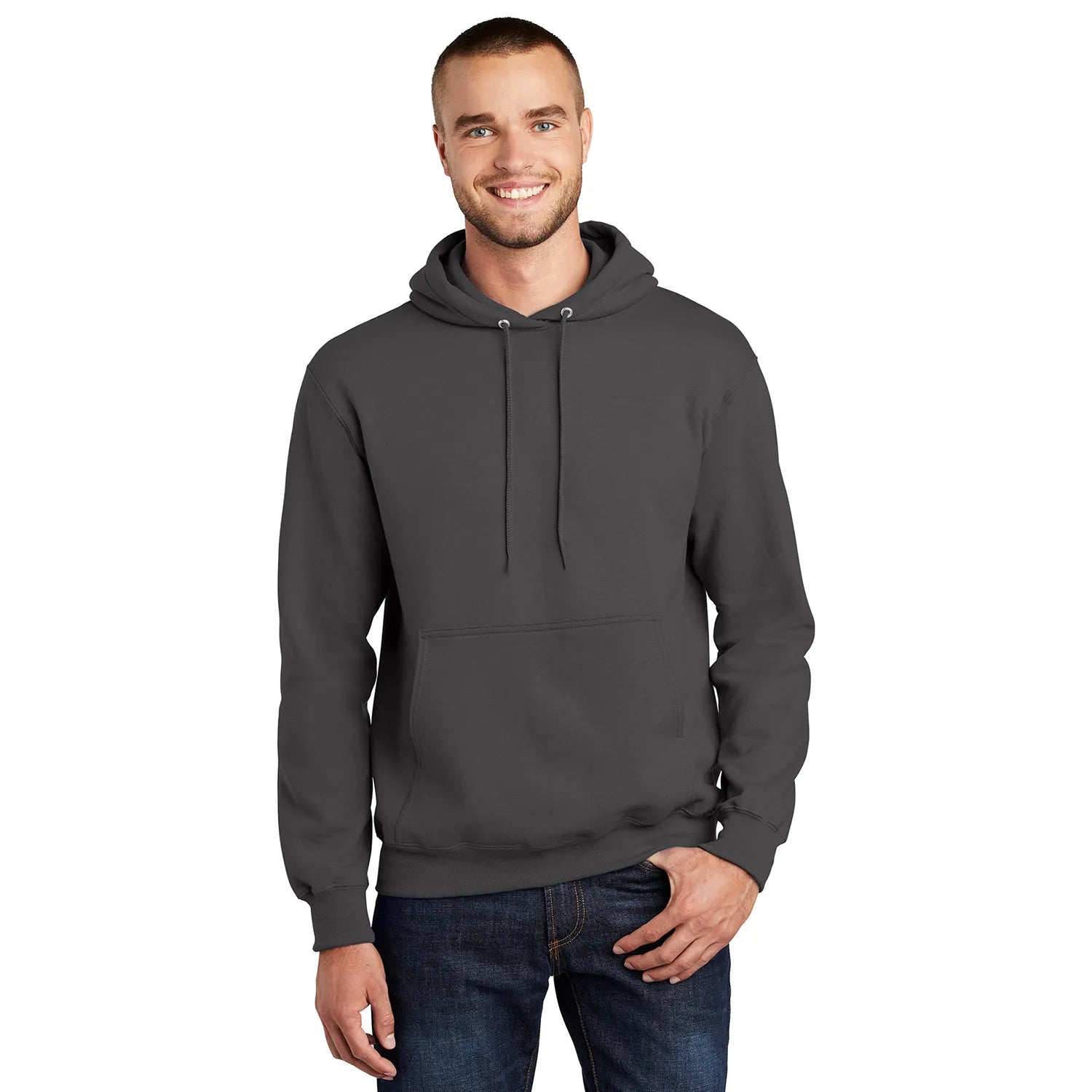 Port & Company Essential Fleece Pullover Hooded Sweatshirt Decorated - Charcoal Grey