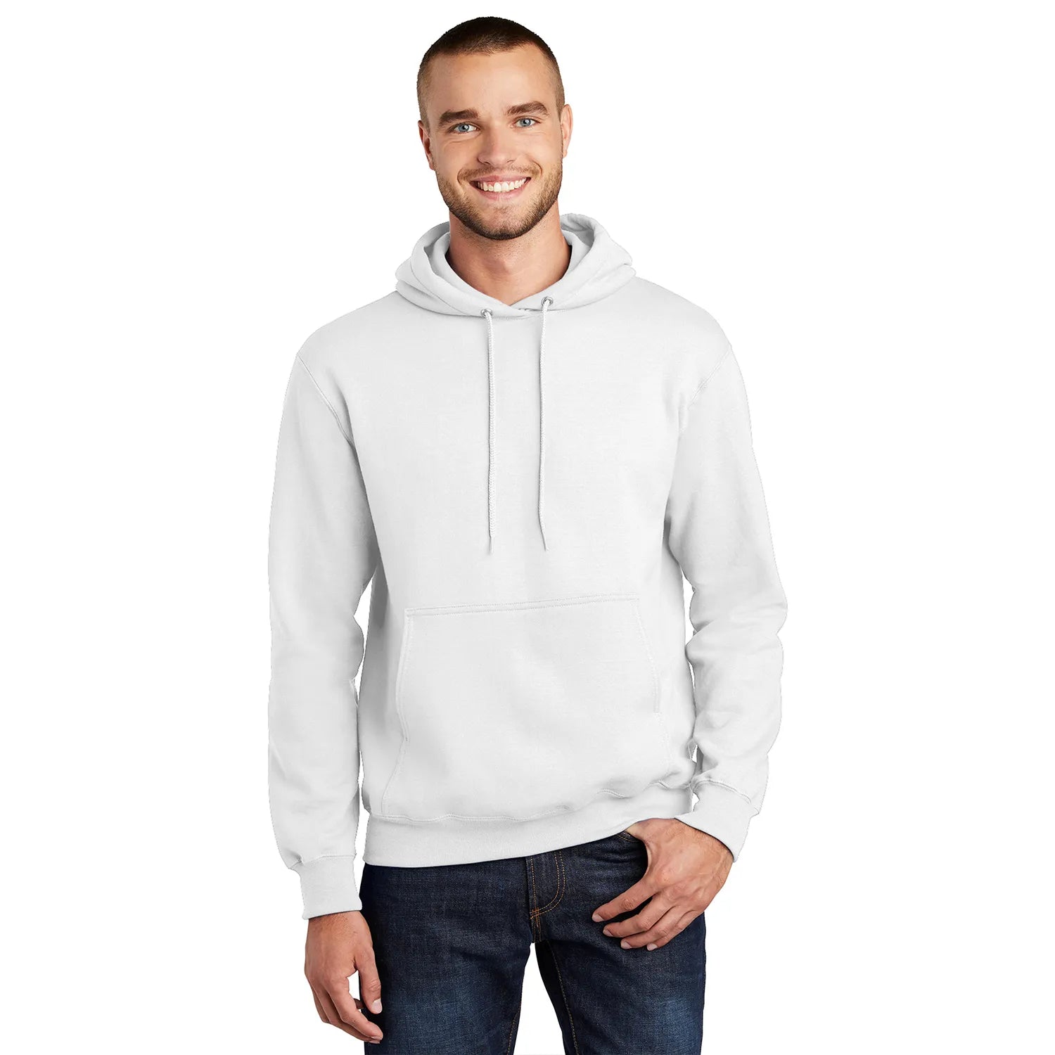 Port & Company Essential Fleece Pullover Hooded Sweatshirt Decorated - White