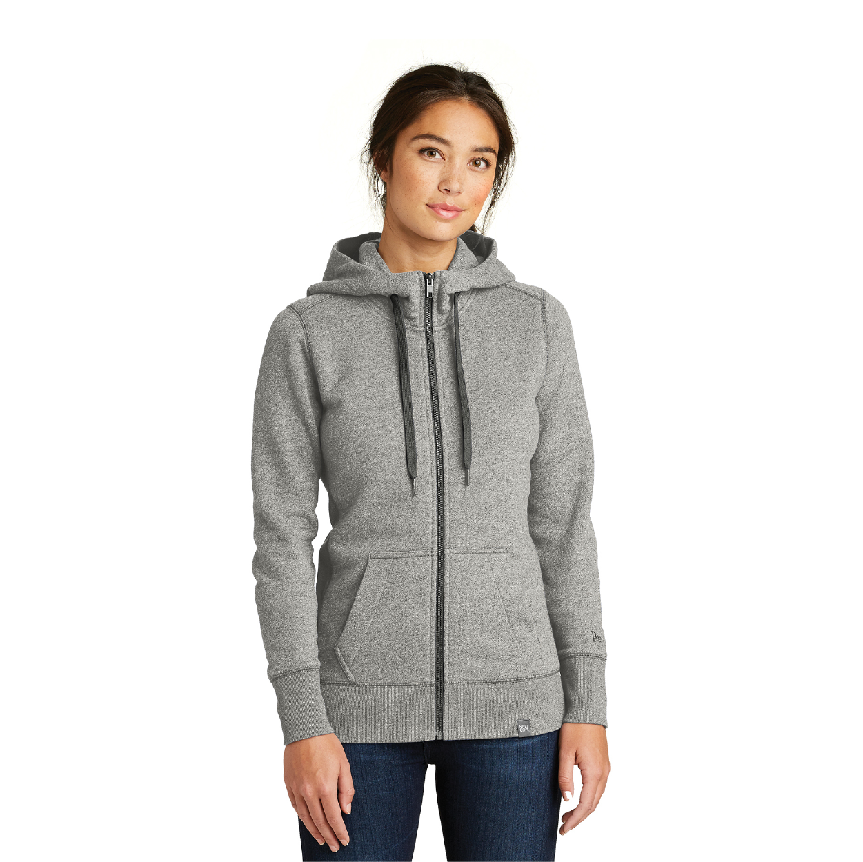 New Era Women's French Terry Full-Zip Hoodie Decorated - Light Graphite Grey Twist