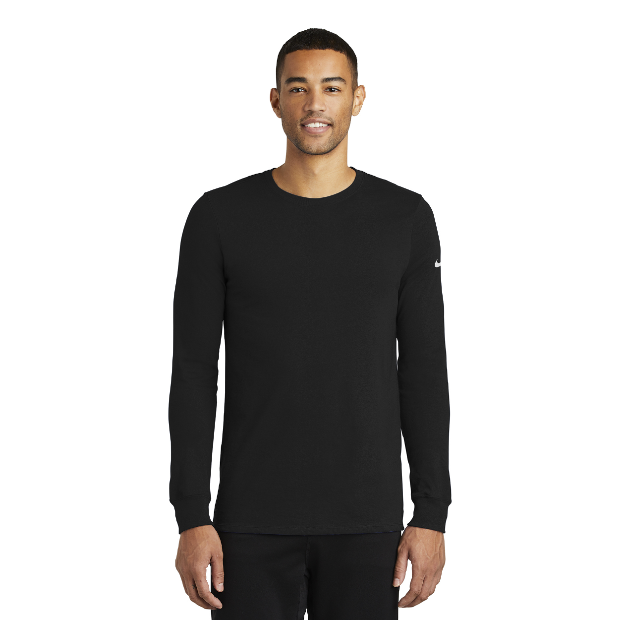 Nike Dri-FIT Cotton/Poly Long Sleeve Tee Decorated - College Navy Blue