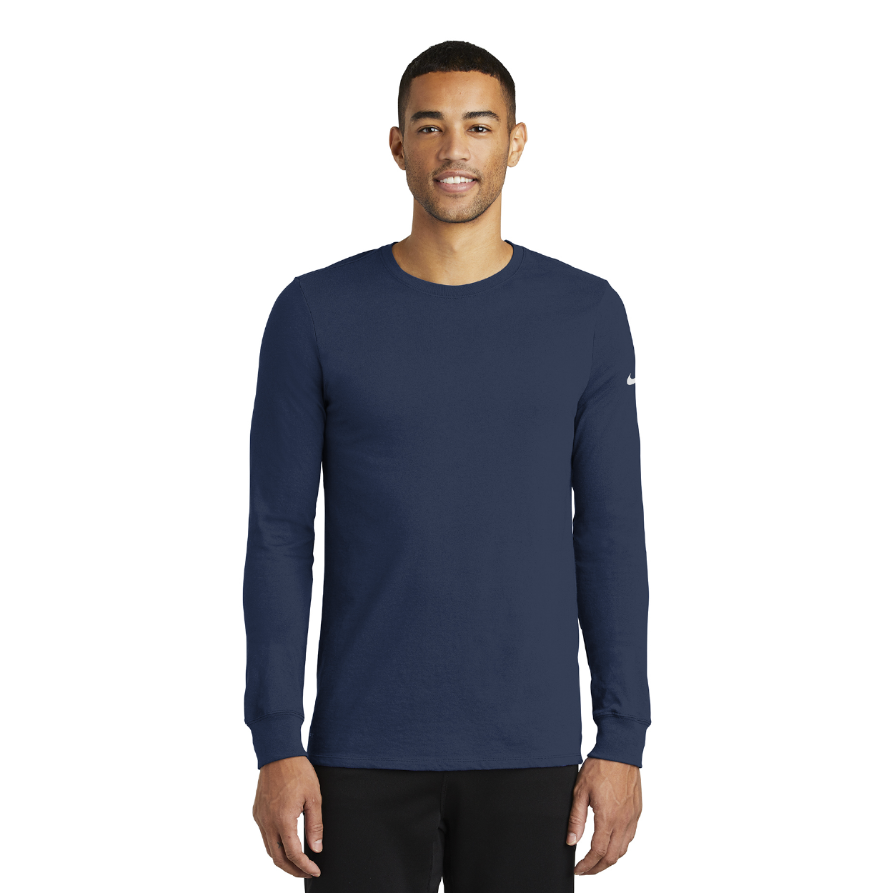 Nike Dri-FIT Cotton/Poly Long Sleeve Tee Decorated - Rush Blue