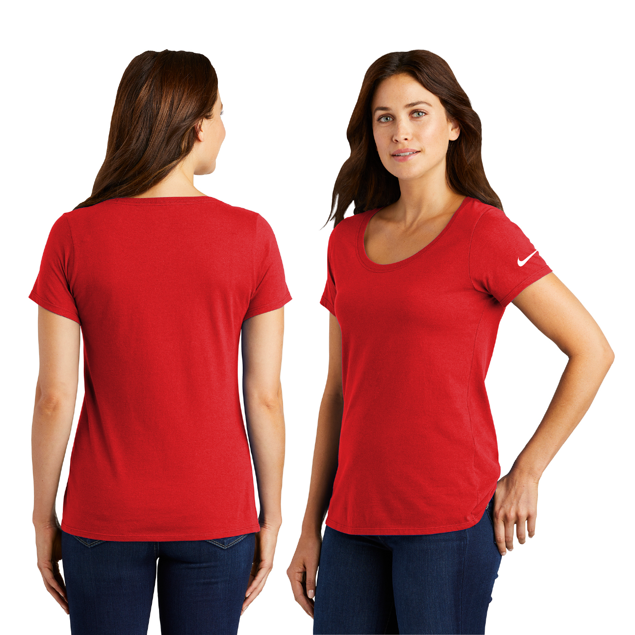 Nike Women's Dri-FIT Cotton/Poly Scoop Neck Tee Decorated - Black