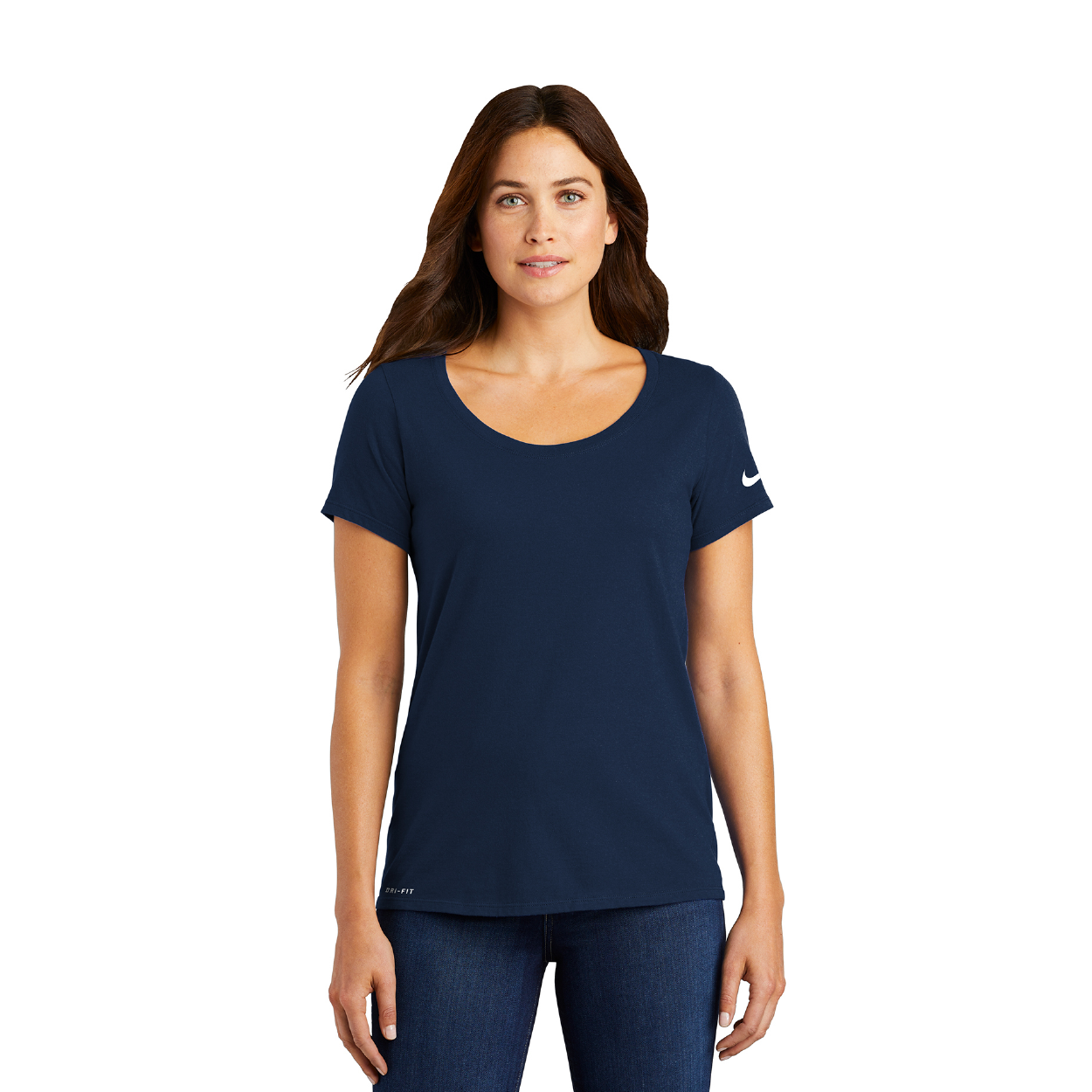 Nike Women's Dri-FIT Cotton/Poly Scoop Neck Tee Decorated - University Red