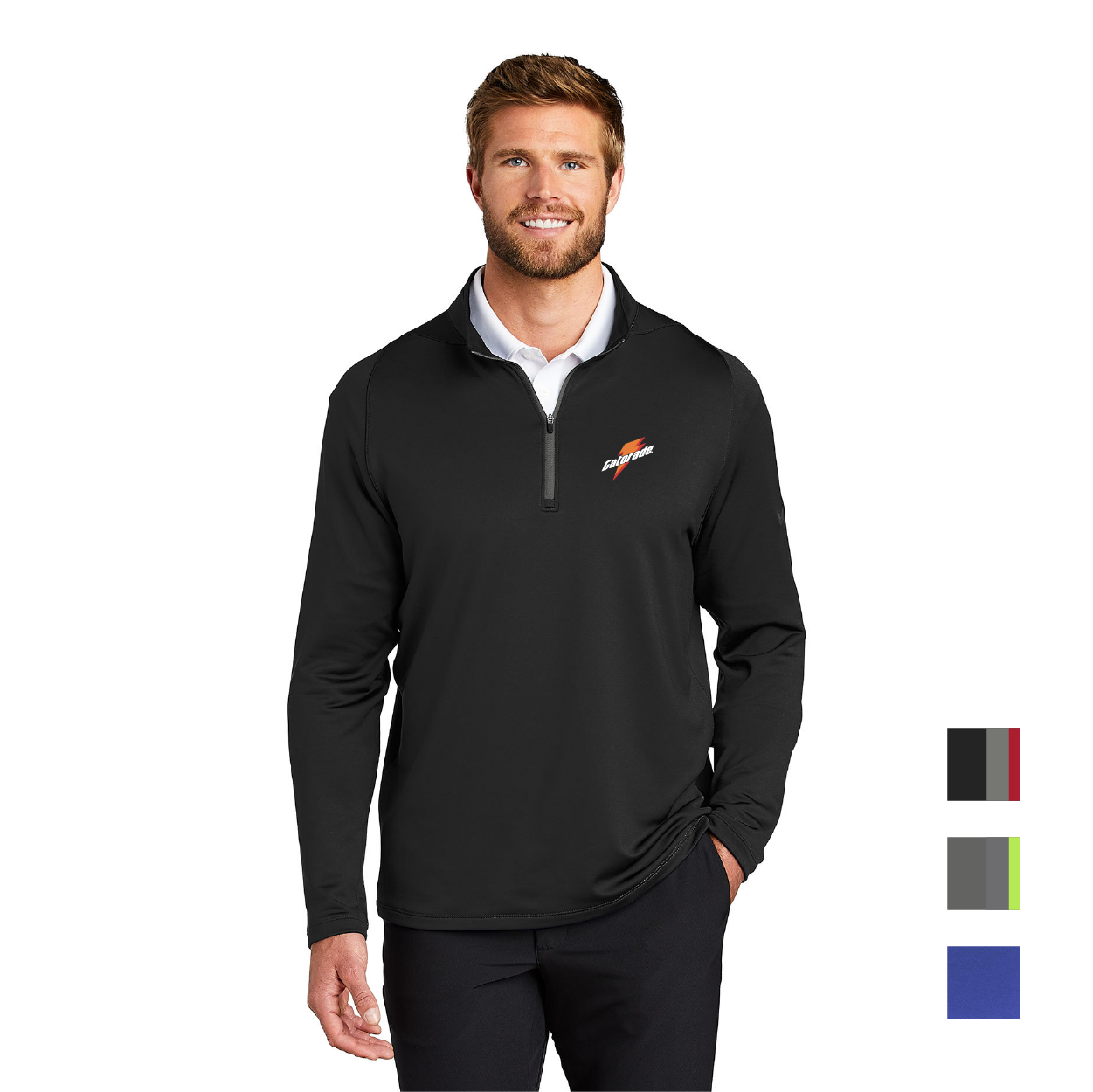Nike Dri-FIT Stretch 1/2-Zip Cover-Up Embroidered - Black/Dark Grey (PMS PROCESS BLACK C)