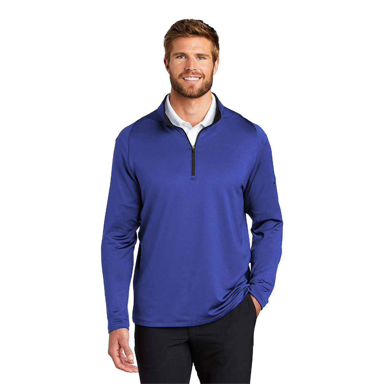 Nike Dri-FIT Stretch 1/2-Zip Cover-Up Embroidered - Dark Grey/Cool Grey/Volt Green (PMS 376C)