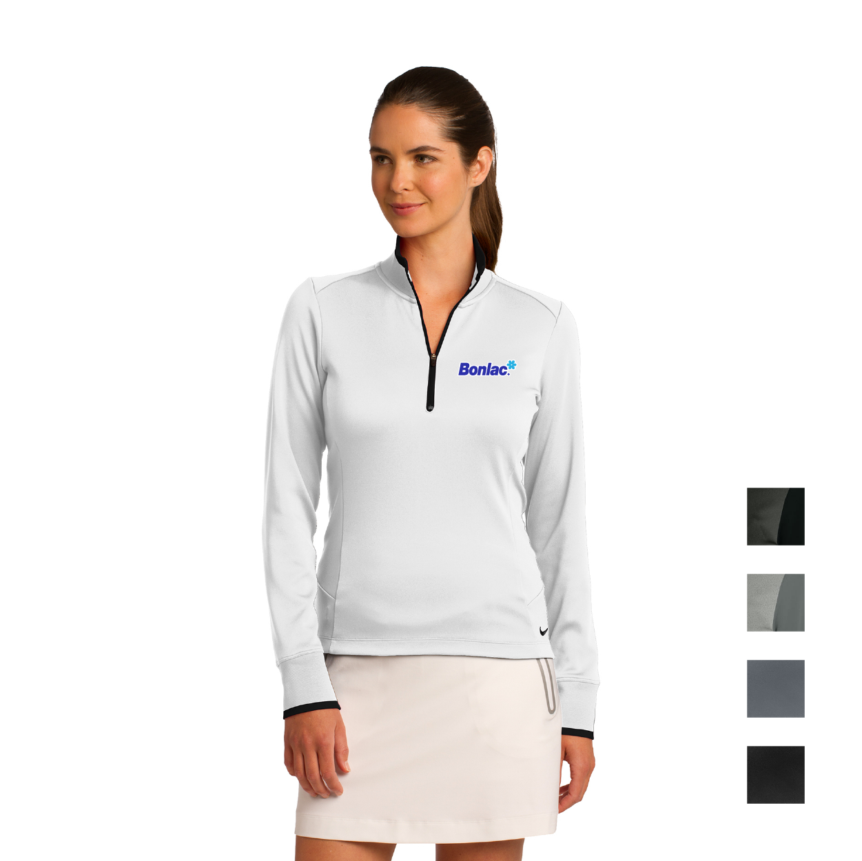 Nike Women's Dri-FIT 1/2-Zip Cover-Up Embroidered - Anthracite Grey Heather/Black (PMS PROCESS BLACK C)