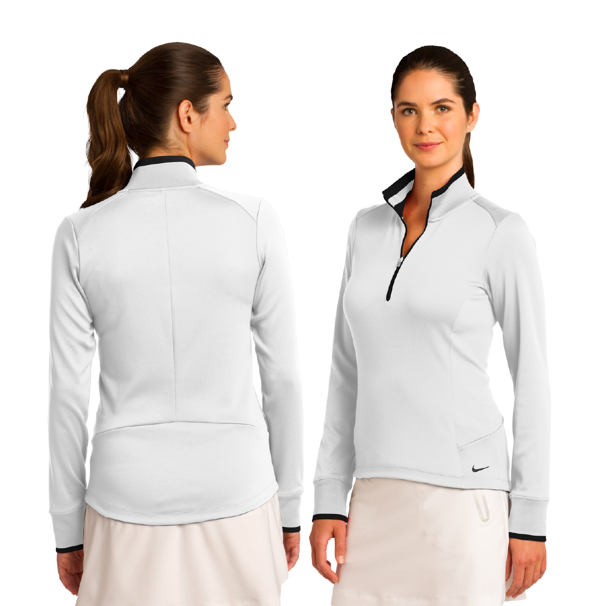 Nike Women's Dri-FIT 1/2-Zip Cover-Up Embroidered - Athletic Grey Heather/Dark Grey (PMS 7539C)