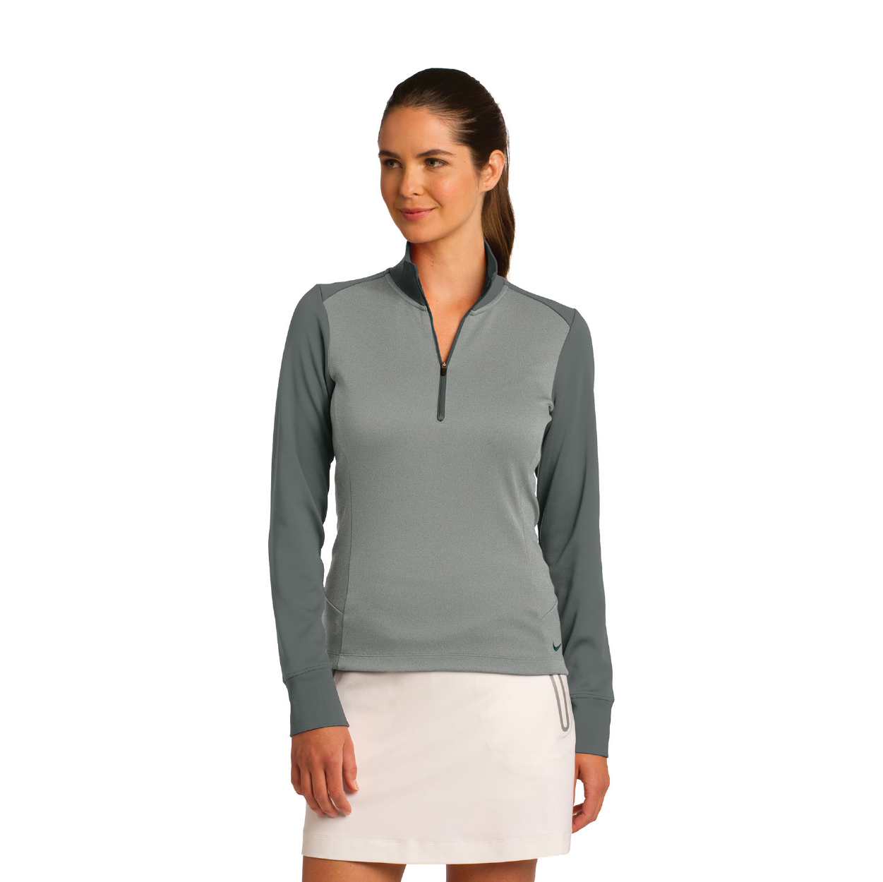 Nike Women's Dri-FIT 1/2-Zip Cover-Up Embroidered - Black/White (PMS PROCESS BLACK C)